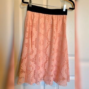 LuLaRoe Light Pink Blush Midi Skirt Lola XS